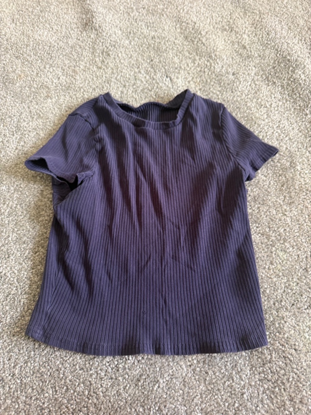 Ribbed Short-Sleeve Tee in Deep Navy